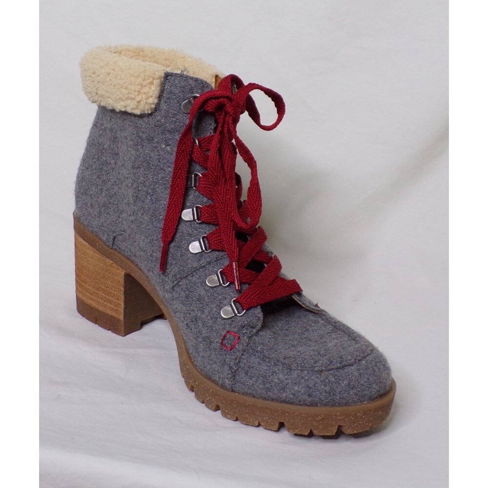 🆕KORKS Evie Lug Sole Wool Bootie Boot 8.5 Gray - Picture 7 of 11